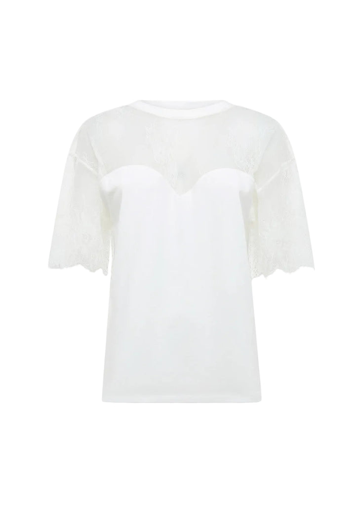 T-SHIRT IN JERSEY CON INSERTI IN PIZZO BLUGIRL BLUMARINE