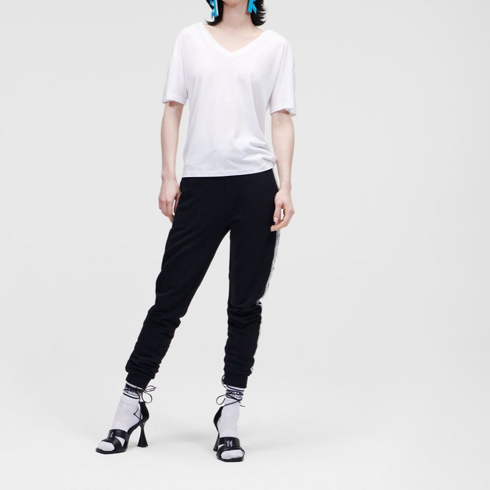 DOUBLE V NECK LOGO T-SHIRT  KARL LAGERFELD
