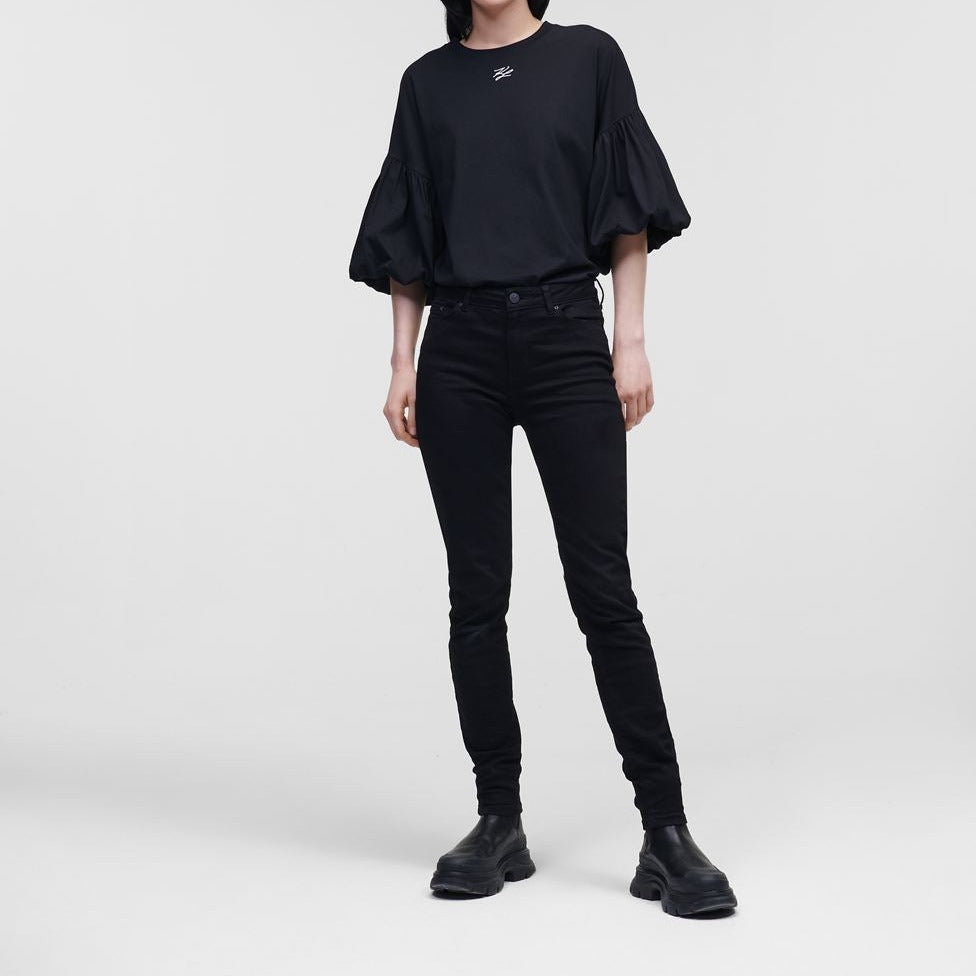 BLACK SKINNY DENIM LOGO PANTS  KARL LAGERFELD