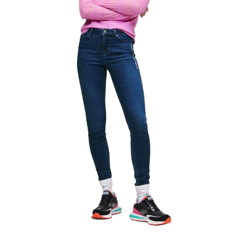 BLUE SKINNEY DENIM LOGO PANTS  KARL LAGERFELD