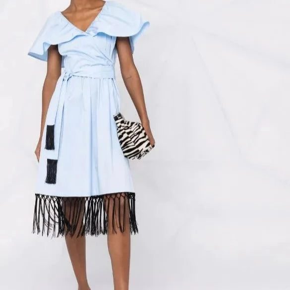 DRESS W/FRINGING DETAILS  KARL LAGERFELD