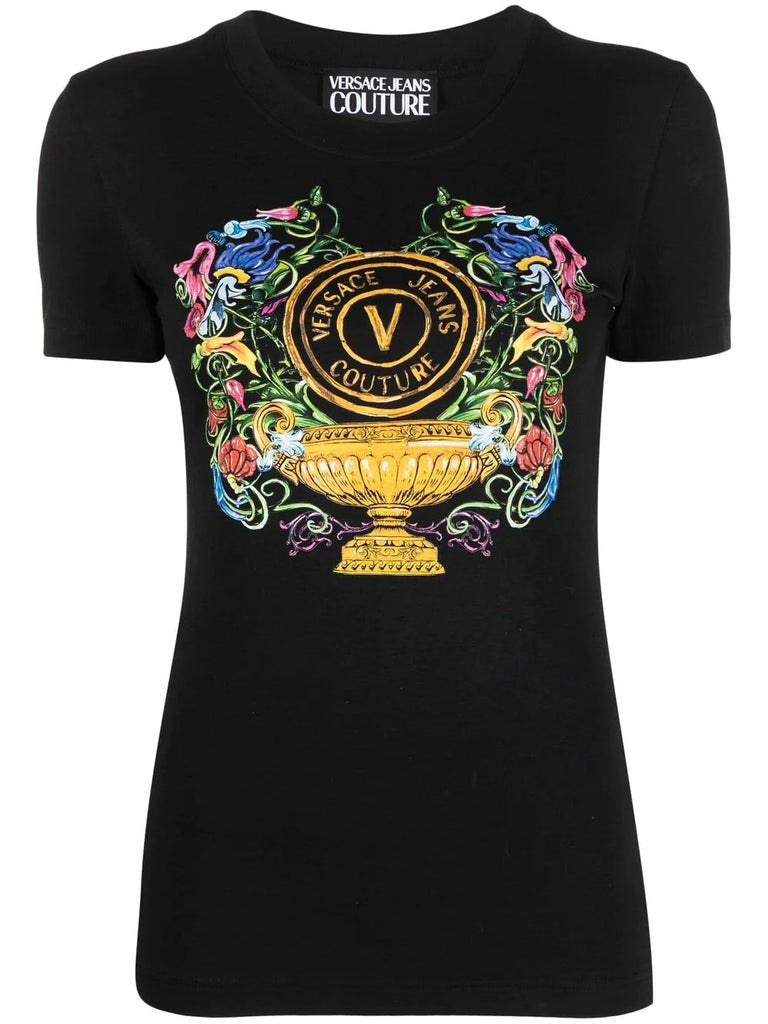 T-SHIRT CON STAMPA V-EMBLEM VERSACE JEANS COUTURE