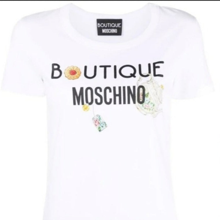 T-shirt stampa logo tè Boutique Moschino