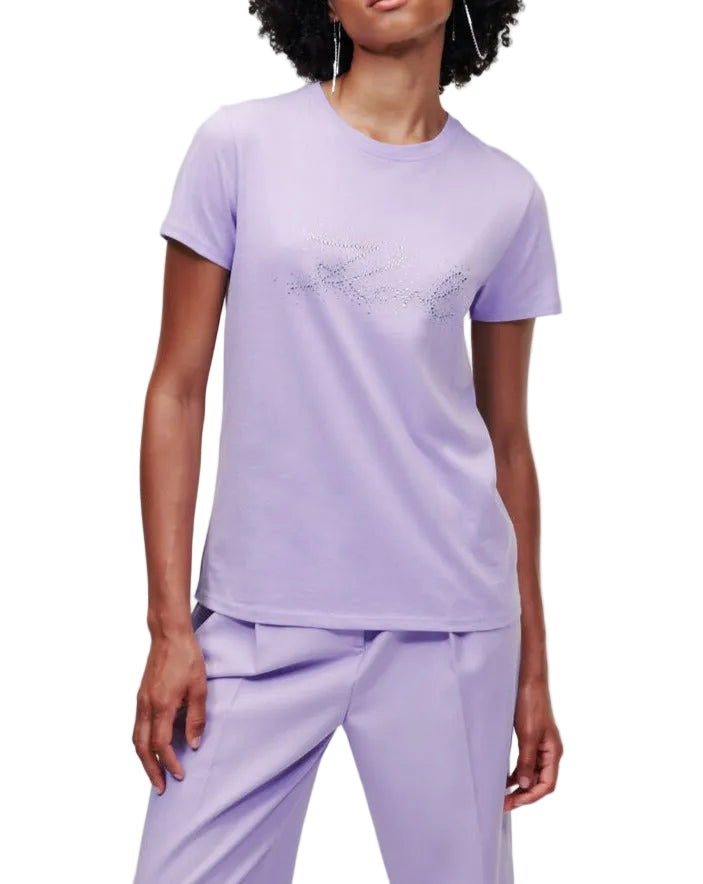 T-SHIRT CON LOGO STRASS KARL LAGERFELD KL