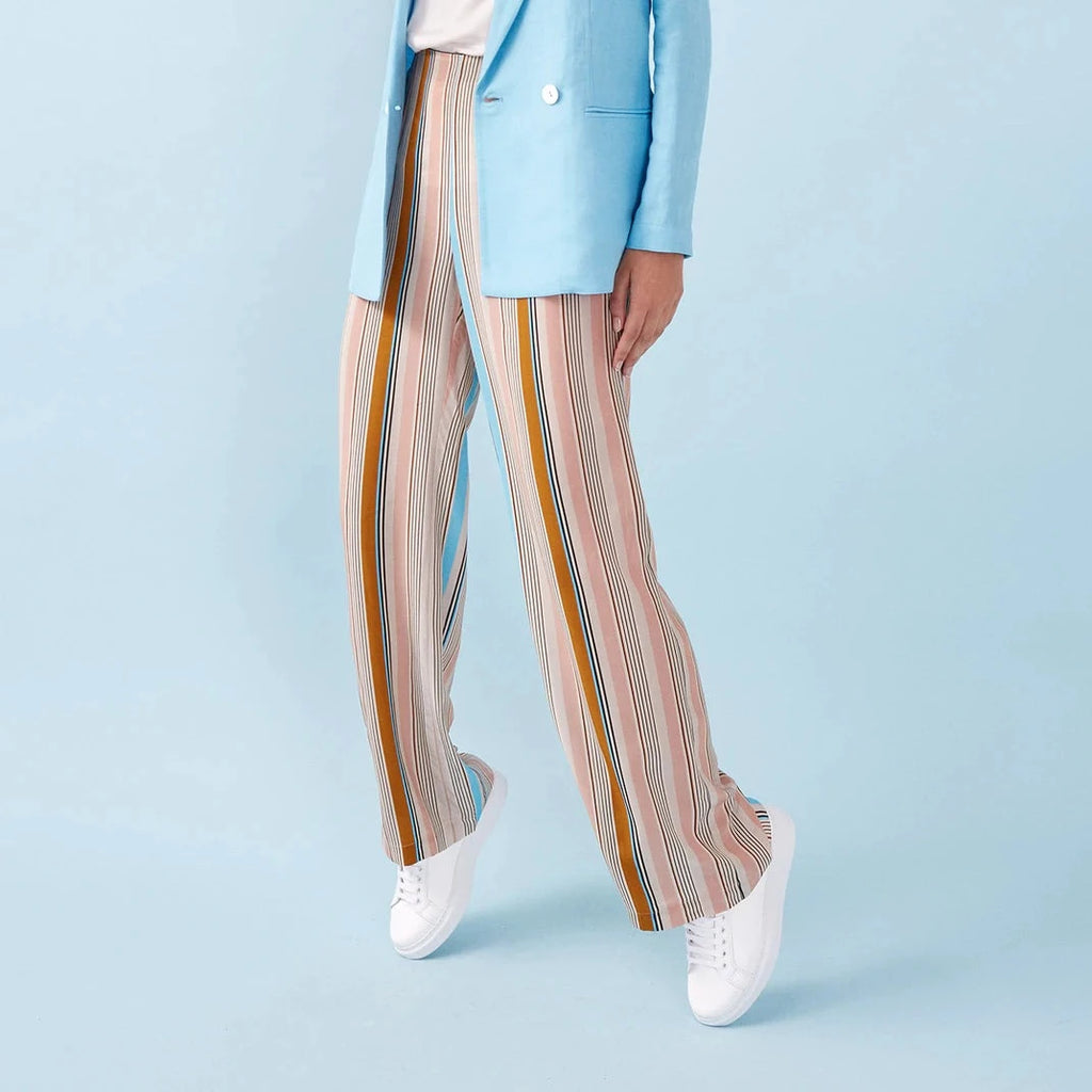 PANTALONE PALAZZO CDC VISCOSA STAMPA RIGHE  NENETTE