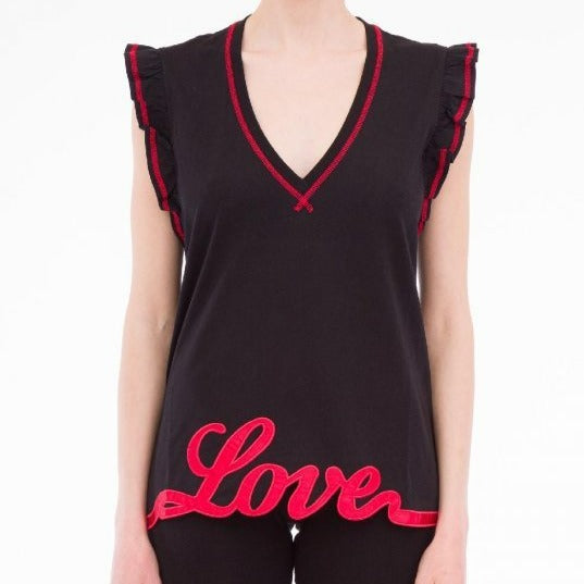 MAGLIETTA S/M LOVE CUT OUT-BLACK  LOVE MOSCHINO