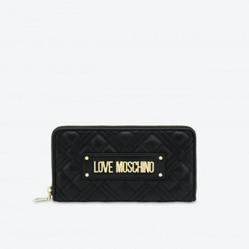 PORTAFOGLIO TRAPUNTATO CON PLACCA LOGO LOVE MOSCHINO