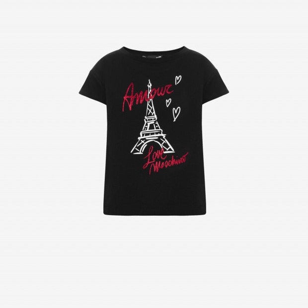 T-SHIRT IN JERSEY PARIS MON AMOUR LOVE MOSCHINO