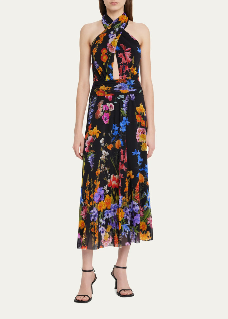 ABITO LONGUETTE IN TULLE CON STAMPA FLOREALE FUZZI
