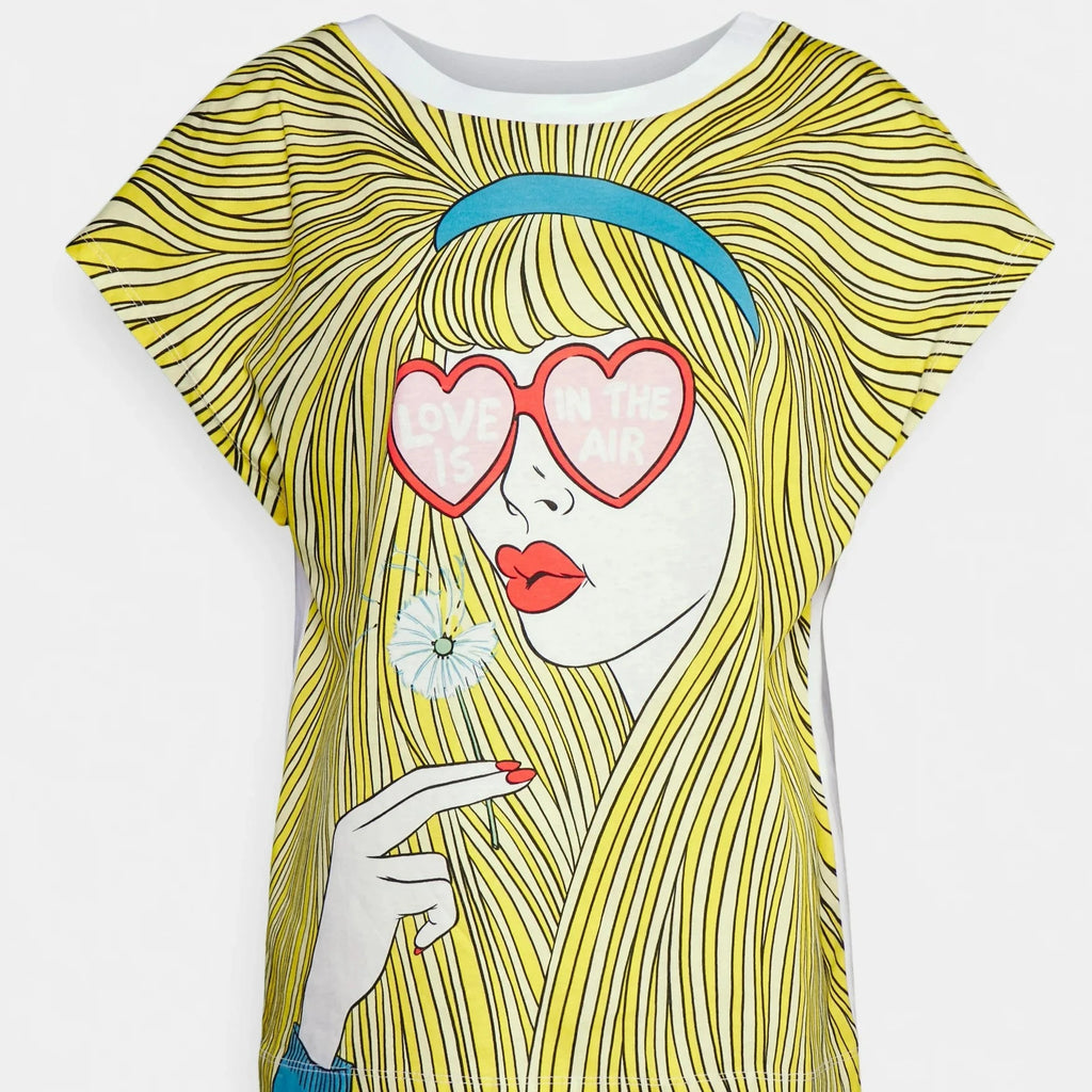 MAGLIETTA M/C ST-HAIR PANEL-OPTICAL W   LOVE MOSCHINO