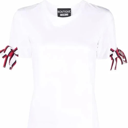 T-SHIRT CON DETTAGLIO A RIGHE   BOUTIQUE MOSCHINO